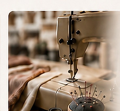 Máquina de coser y materiales de costura creativa